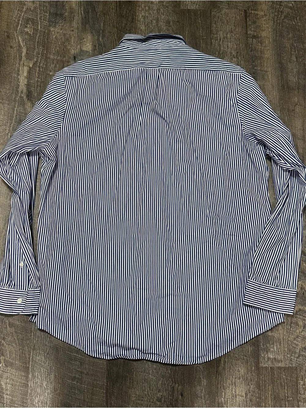 Polo Ralph Lauren Navy & White Striped Stretch Poplin Shirt Classic Fit XL 17.5 - Picture 8 of 8